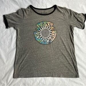 Vans Women's Gray Heather Sunflower Graphic Ringer T-Shirt